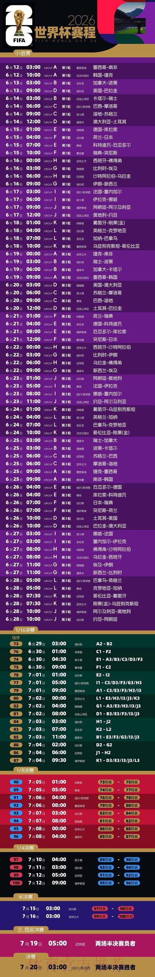 2026世界杯比赛时间一览高清直播实时查看 2026世界杯比赛时间一览高清直播实时查看